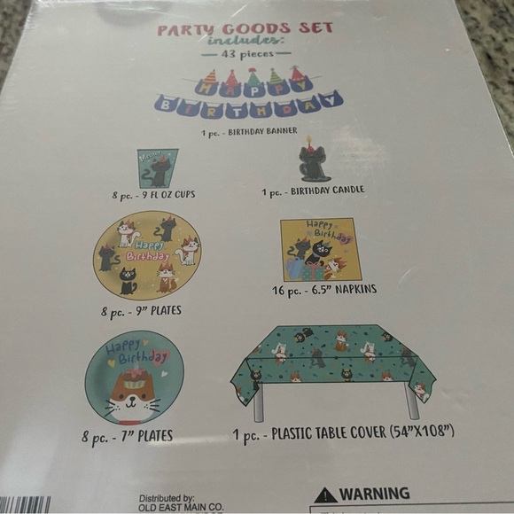 Party in a box cats kitty birthday decorations plates napkins adults kids NEW - Picture 4 of 4